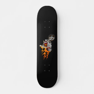 Skelettfahrrad mit Flammen: Skateboard