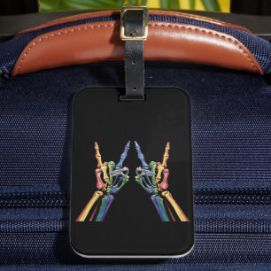 Skelettfelsen Hand LGBTQ Coole Regenbogenflagge Ga Gepäckanhänger
