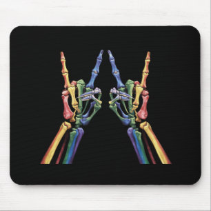 Skelettfelsen Hand LGBTQ Coole Regenbogenflagge Ga Mousepad