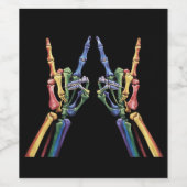 Skelettfelsen Hand LGBTQ Coole Regenbogenflagge Ga Weinetikett (Einzelnes Label)