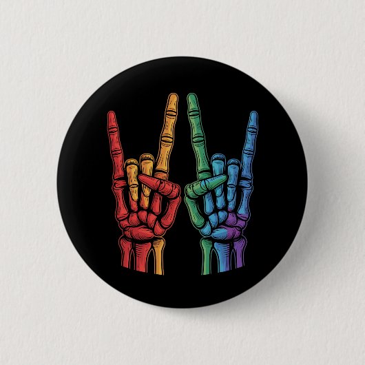 Skelettfelsen LGBTQ Rainbow Flag Gay Pride Button (Vorderseite)
