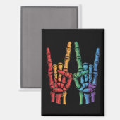 Skelettfelsen LGBTQ Rainbow Flag Gay Pride Magnet (Vorderseite/Rückseite)