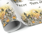 Skelettfetzen mit weißem Halloween Geschenkpapier (Rolleneckpunkt)