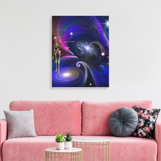 Skelettfiguren im Kosmos Leinwanddruck (Insitu (Wohnzimmer))