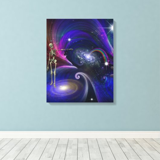 Skelettfiguren im Kosmos Leinwanddruck (Insitu (Holzboden))