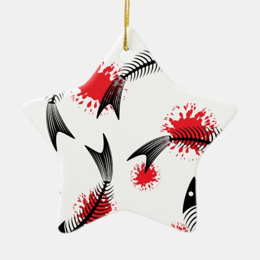 Skelettfisch Keramik Ornament (Vorne)