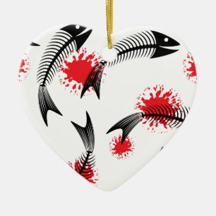 Skelettfisch Keramik Ornament