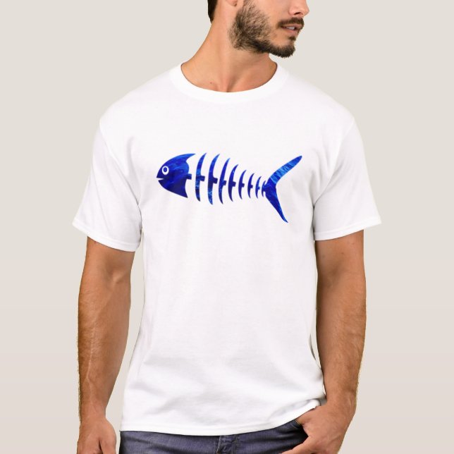 Skelettfisch und Wasserblasen. Fisch-Spooky T-Shirt (Vorderseite)