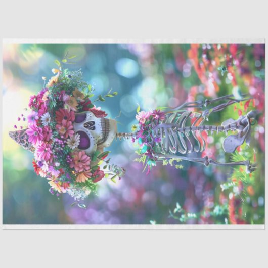 Skelettfliege ist alles Knochen & Blume Decoupage Seidenpapier (Vorderseite)