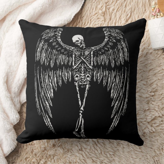Skelettflügel in Schwarz und Weiß Kissen (Decke)