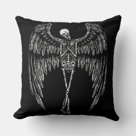 Skelettflügel in Schwarz und Weiß Kissen