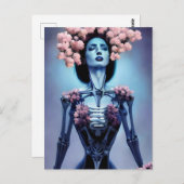 Skelettfrauen mit Blume Postkarte (Vorne/Hinten)