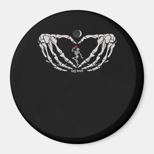 Skelettfrauen mit rotem Herz aus Fieber Magnet (Vorne)