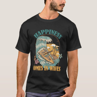Skelettglücksfall kommt in Wellen Sommersurfen V T-Shirt