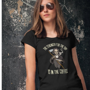 Skelettgrim Sensenmann Kaffeekonzept T-Shirt