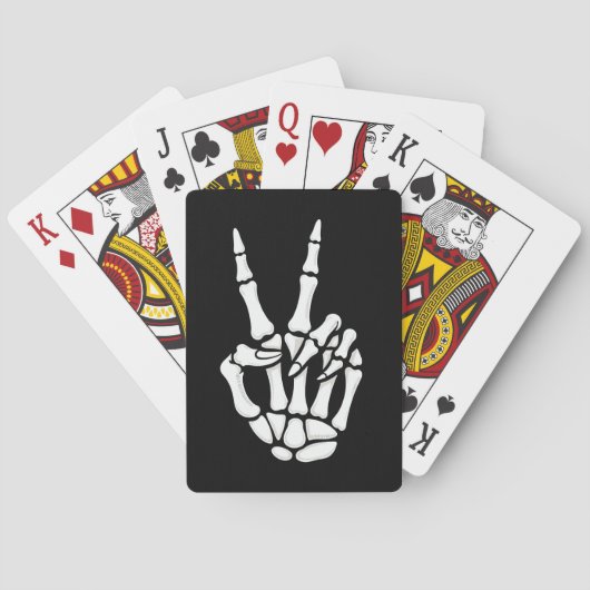 Skeletthand Friedenszeichen Cooler Halloween Spielkarten (Rückseite)