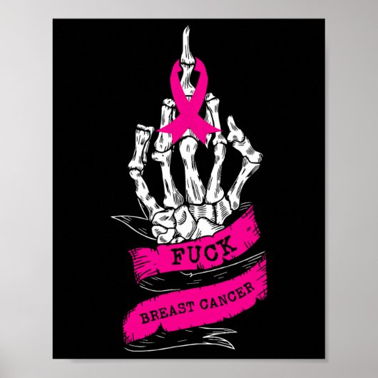 Skeletthand für rosa, sonnige Brustkrebserkrankung Poster (Vorne)