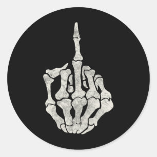 Skeletthand Middle Finger für den Vintagen Schädel Runder Aufkleber
