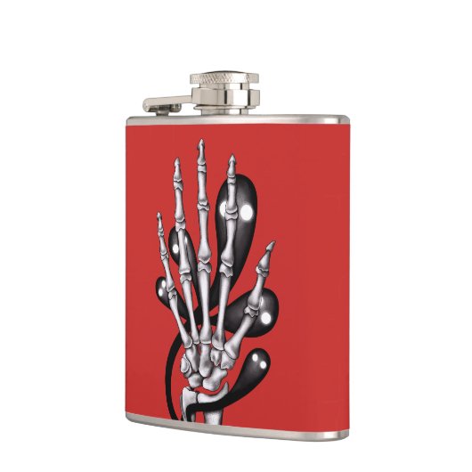 Skeletthand mit Geistern Flachmann (Links)