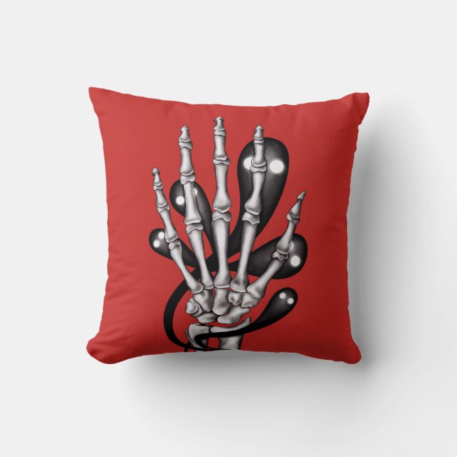 Skeletthand mit Geistern Kissen (Vorderseite)
