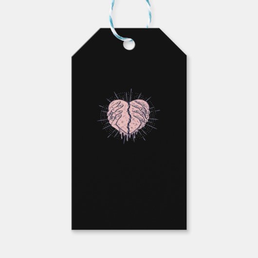 Skeletthand mit Herz-Klassik Geschenkanhänger (Vorderseite)