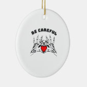 Skeletthand mit Herz-Klassik Keramik Ornament (Rechts)