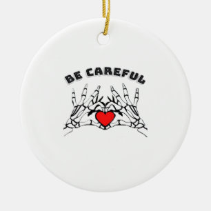 Skeletthand mit Herz-Klassik Keramik Ornament