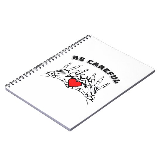 Skeletthand mit Herz-Klassik Notizblock (Linke Seite)