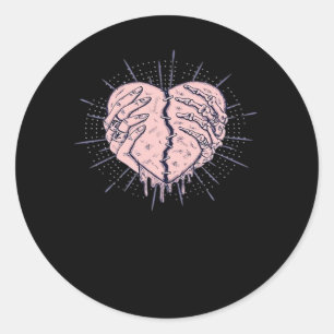 Skeletthand mit Herz-Klassik Runder Aufkleber