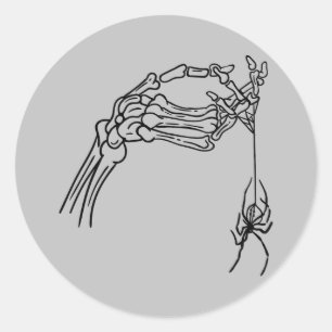 Skeletthand mit Spidersticker Runder Aufkleber