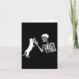 Skeletthand Playing Cat Funny Halloween Kostüm Karte