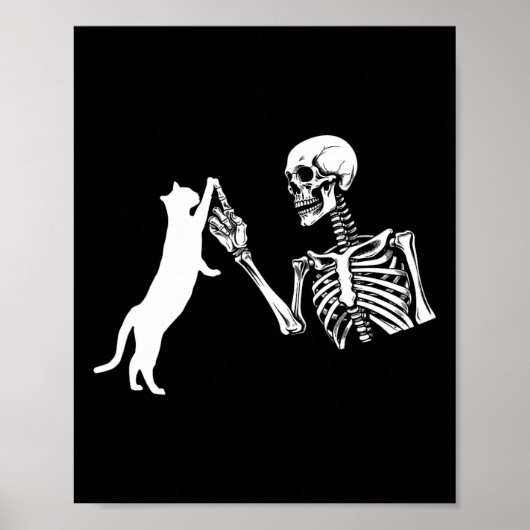 Skeletthand Playing Cat Funny Halloween Kostüm Poster (Vorne)