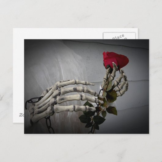 Skeletthand-Rose Postkarte (Vorne/Hinten)