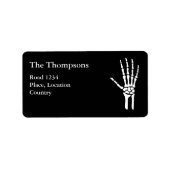 Skeletthand-Silhouette auf Schwarz mit benutzerdef Adressaufkleber (Vorne)