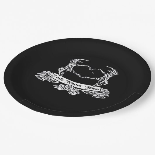 Skeletthanddesign Pappteller (Schrägansicht)