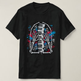 Skeletthände spielen Klavier Graffiti-Kunst T-Shirt