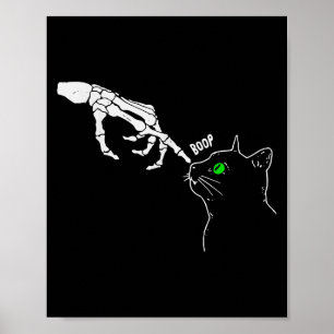 Skeletthandschuh auf Katzen Nase Funny Halloween Poster