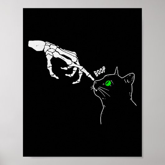 Skeletthandschuh auf Katzen Nase Funny Halloween Poster (Vorne)