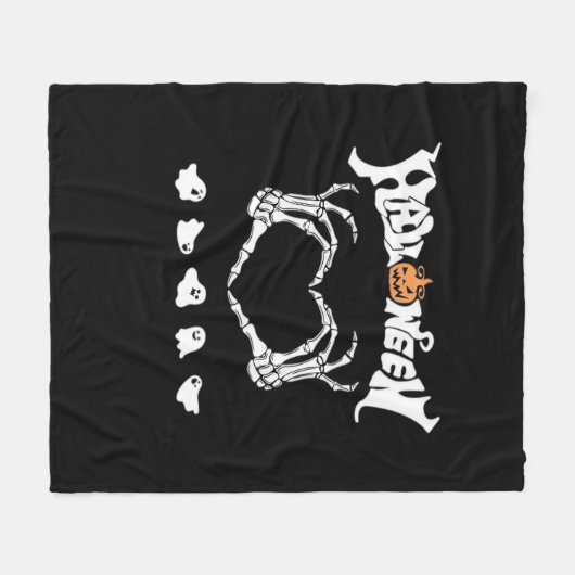 Skeletthandschuh mit Halloween-Design Fleecedecke (Vorderseite (Horizontal))