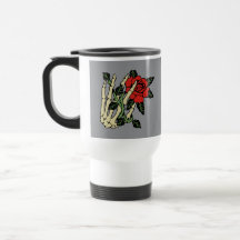 Skeletthandschuh mit Rose Travel Mug - individuell