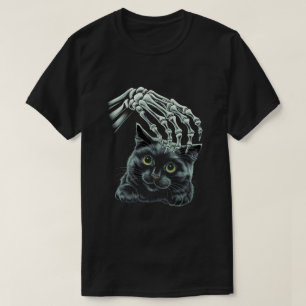 Skeletthandschuh Schwarze Katze Pet zu Halloween T-Shirt