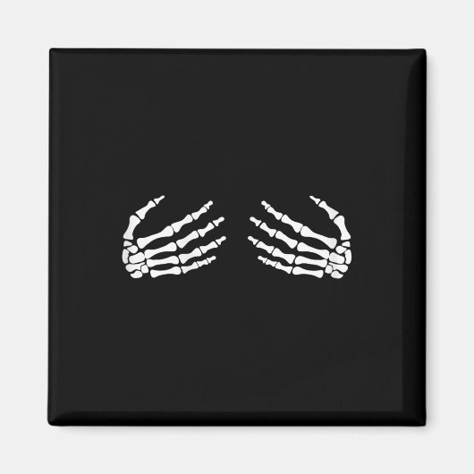 Skeletthandschuhe auf Brustkorb - Hexengeschenk Magnet (Vorne)