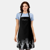 Skeletthandschuhe auf Schwarz mit Individuelle Nam Schürze (Getragen)