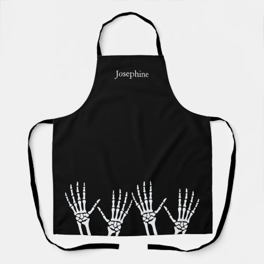 Skeletthandschuhe auf Schwarz mit Individuelle Nam Schürze (Vorderseite)