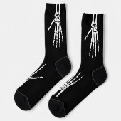 Skeletthandschuhe auf schwarz-schokigem Halloween Socken (Linkes Detail)