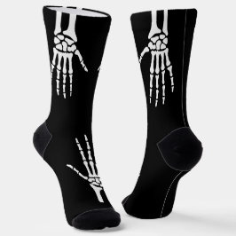 Skeletthandschuhe auf schwarz-schokigem Halloween Socken