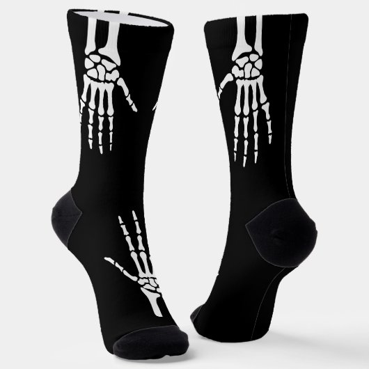 Skeletthandschuhe auf schwarz-schokigem Halloween Socken (Gewinkelt)