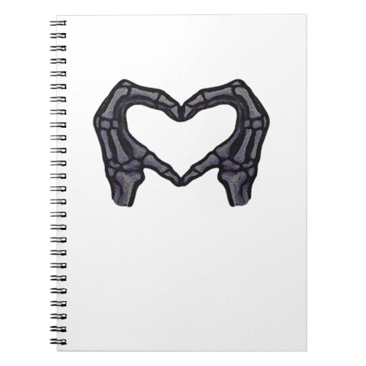 Skeletthandschuhe, die ein Herz bilden Notizblock (Vorderseite)