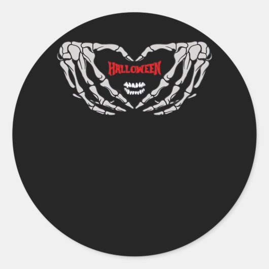 Skeletthandschuhe falten sich in einem Herzen. Fun Runder Aufkleber (Vorderseite)