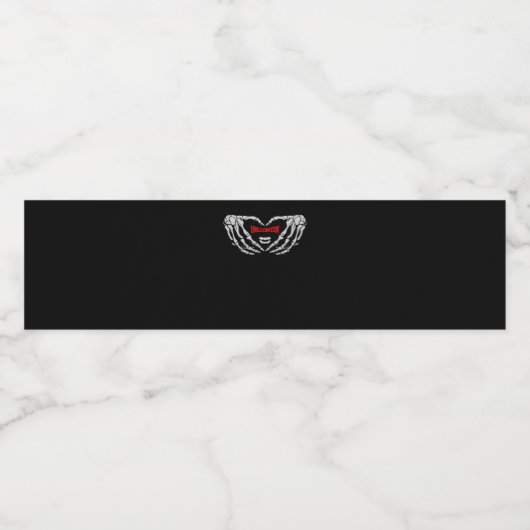 Skeletthandschuhe falten sich in einem Herzen. Fun Wasserflaschenetikett (Einzelnes Label)